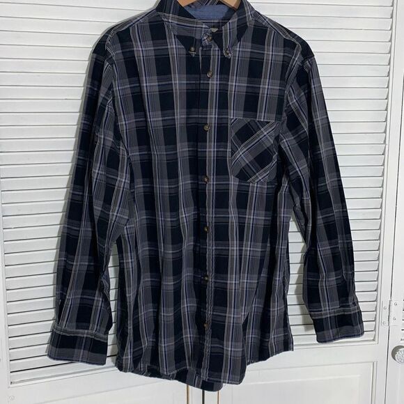 Field & Stream Gray Plaid Long Sleeve Button Down Shirt Men’s Size Large - Picture 1 of 11